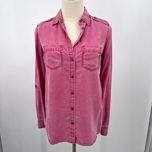 Express Military boyfriend shirt womans button up XS TP BoxB